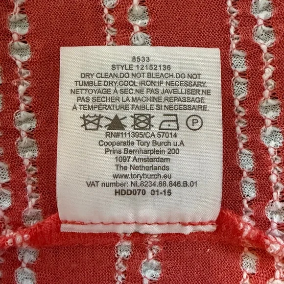 Tory Burch Peach and White Buttoned Top Size XS - Picture 9 of 9